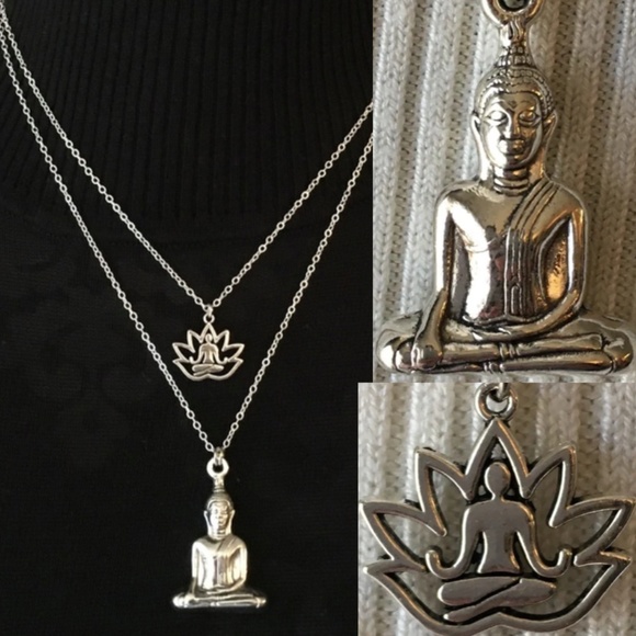 Hand Crafted Jewelry - “Buddhist Awakening” Handmade 2-Layer Necklace, Buddha, Buddhism, Lotus, Nirvana